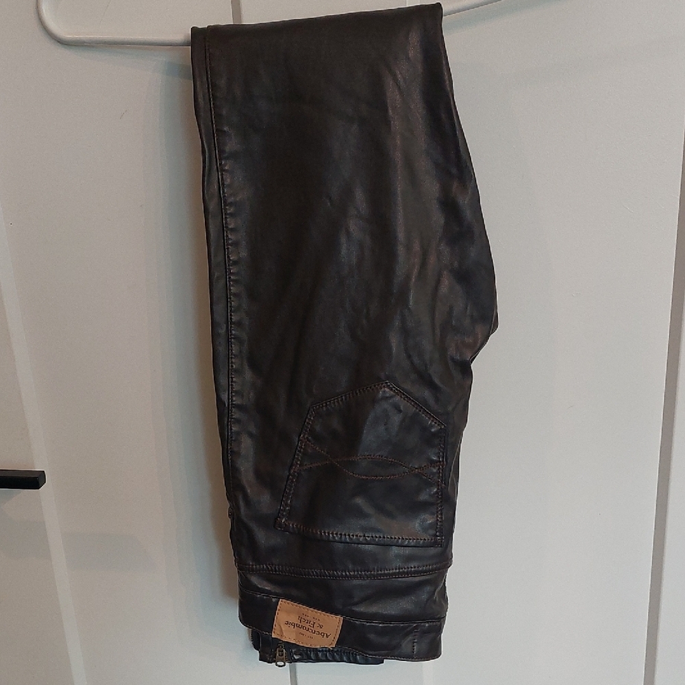 Abercrombie & Fitch Dark Brown Leather Skinny Jeans
